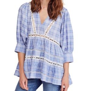 Free People Time Out Gingham Plaid Top